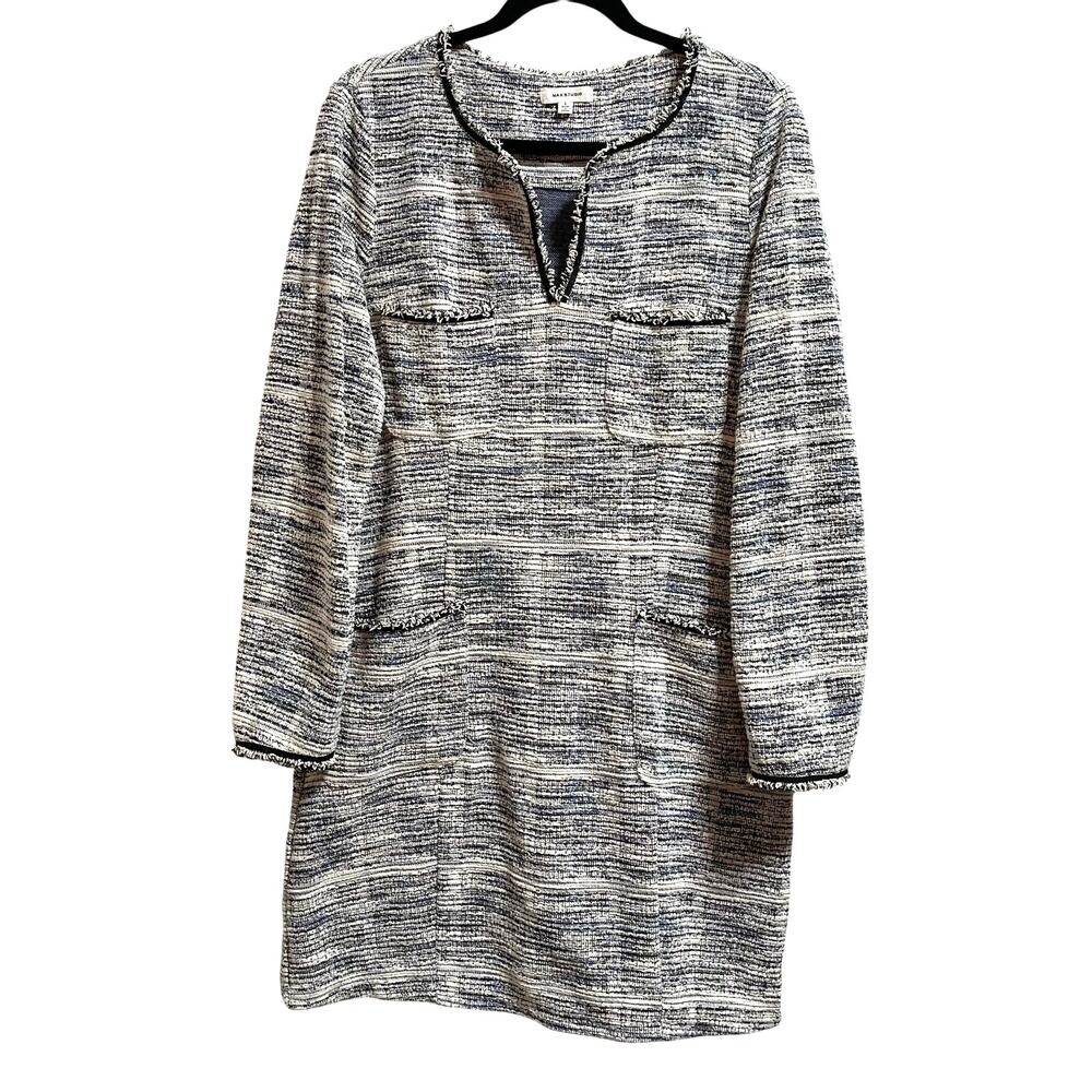 Max Studio Tweed Sheath Dress Long Sleeve Women's Sz Large